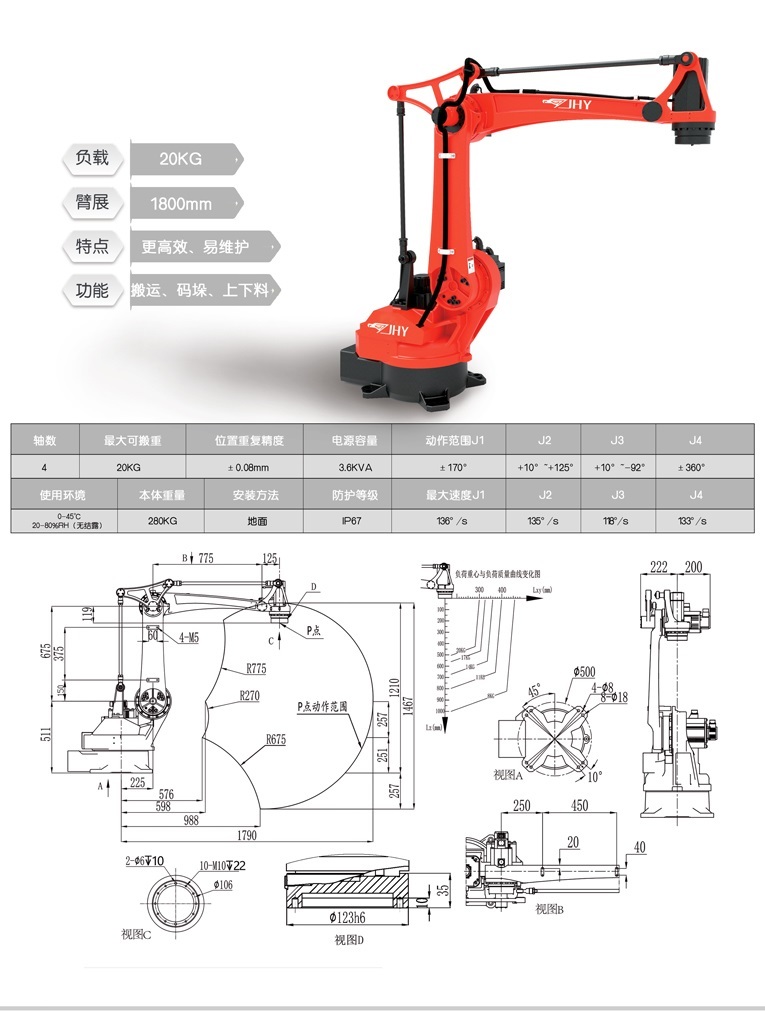 碼垛機器人負載20公斤